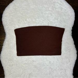 Shein Brown Knit Strapless Bandeau Top Large